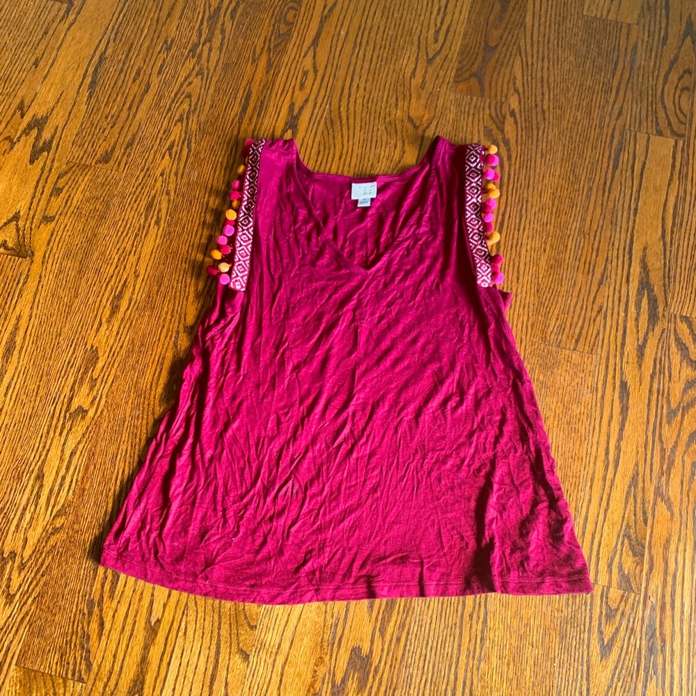 Pom pom trim tank top medium